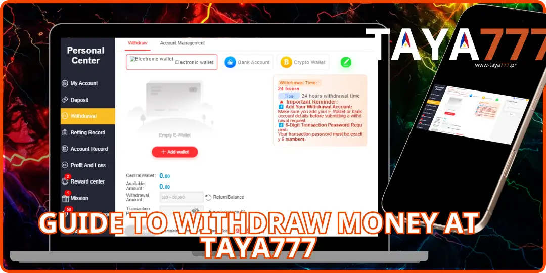 GUIDE TO WITHDRAW MONEY AT TAYA777