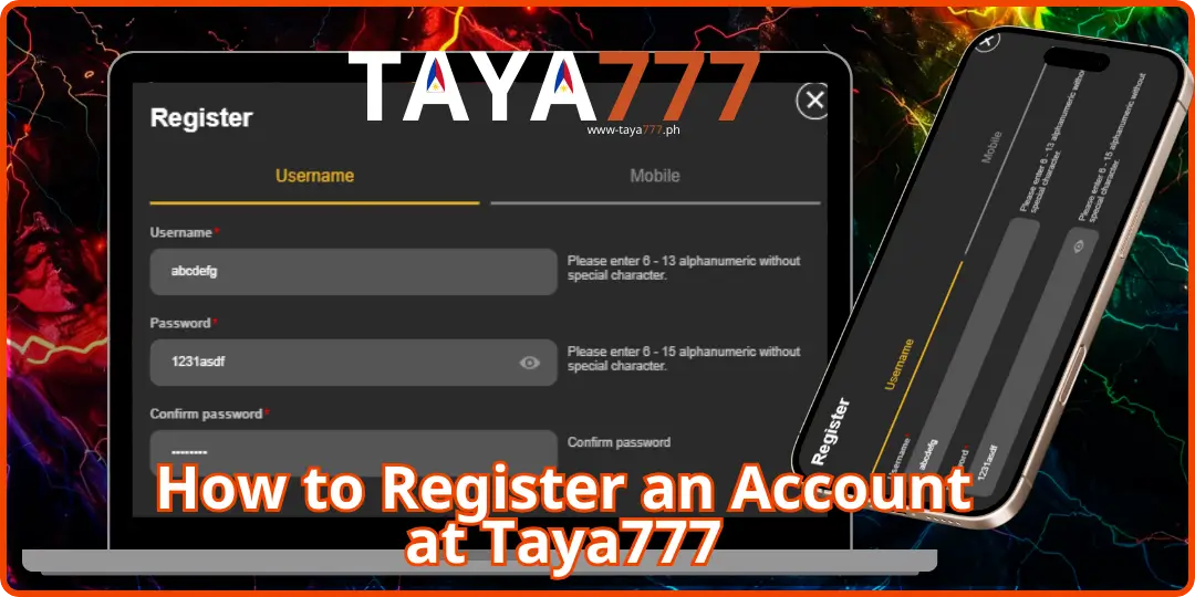 How to Register an Account at Taya777